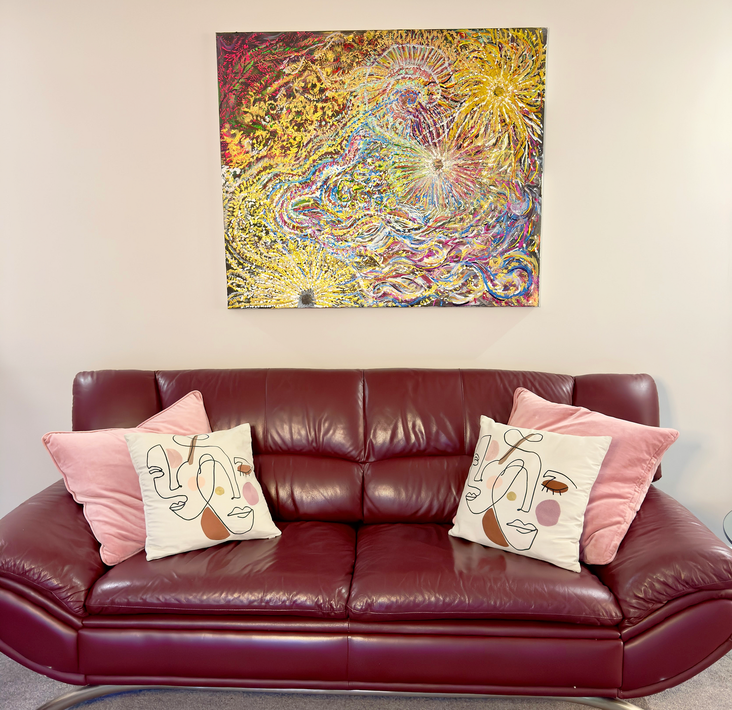 "The Web" | Painting Staged in Living Room | Original Artwork by Samantha Anne Studio | Acrylic Paint on Canvas