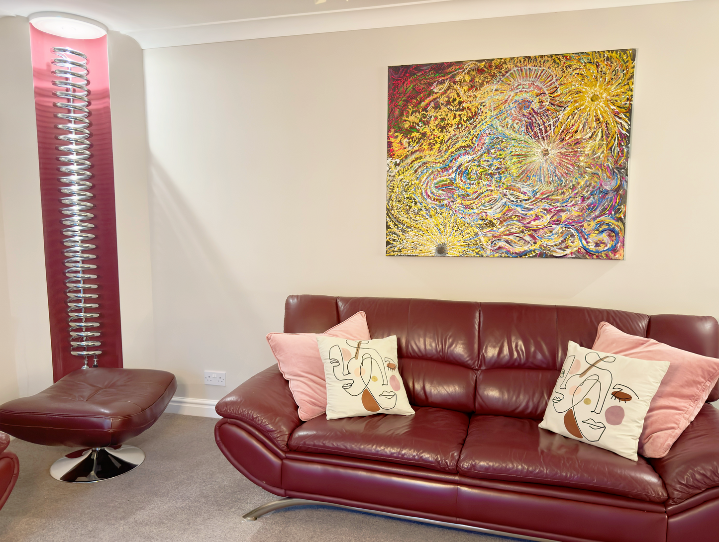 "The Web" | Painting Staged in Living Room | Original Artwork by Samantha Anne Studio | Acrylic Paint on Canvas